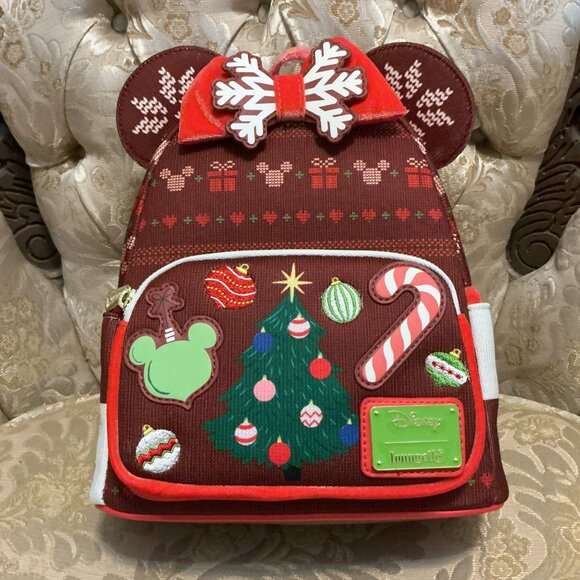 Christmas Holiday Disney Loungefly Knit Backpack - Picture 1 of 6